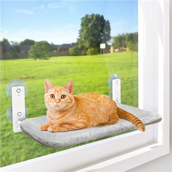 Cordless Cat Window Perch Cat Hammock,Large Cats Window CatBeds with 4SuctionCup - Picture 1 of 6